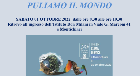 Puliamo il mondo: appuntamento l'1 ottobre al "Don Milani"